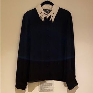 Cat collar black blouse